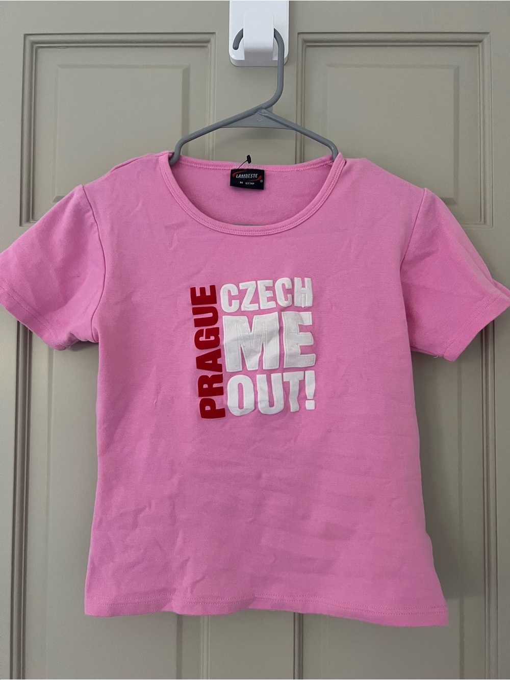 Vintage and Rare Pink Prague 'Czech Me Out' Graphic Tee